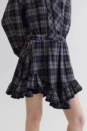Retro Plaid Ruffle Dress