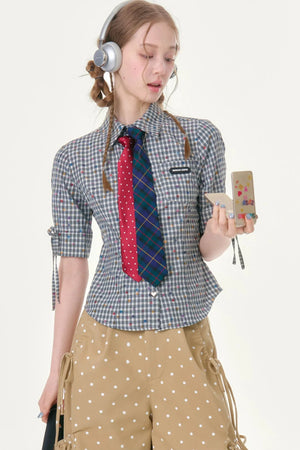 Retro Plaid Summer Blouse