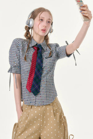 Retro Plaid Summer Blouse