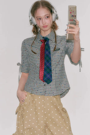 Retro Plaid Summer Blouse