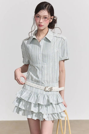 Retro Plaid Two-Piece Suit Set-Up