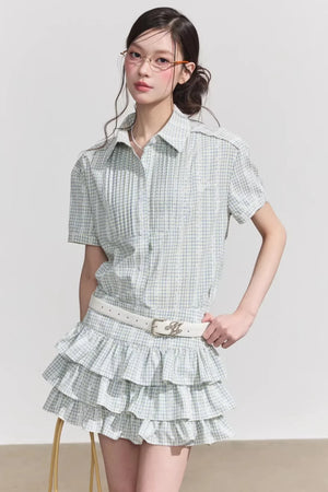 Retro Plaid Two-Piece Suit Set-Up