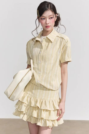 Retro Plaid Two-Piece Suit Set-Up