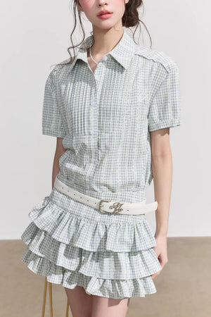 Retro Plaid Two-Piece Suit Set-Up