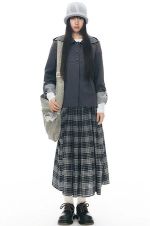 Retro Plaid Umbrella Skirt