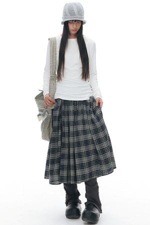 Retro Plaid Umbrella Skirt