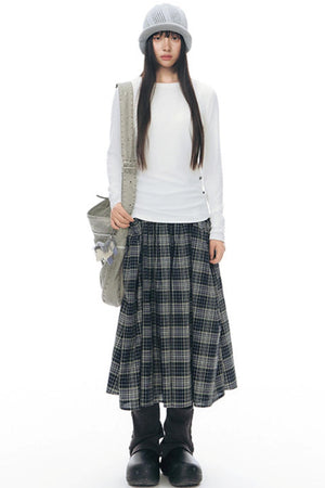 Retro Plaid Umbrella Skirt