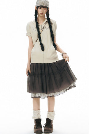 Retro Pleated A-Line Skirt