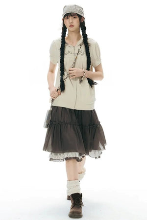 Retro Pleated A-Line Skirt