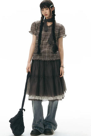 Retro Pleated A-Line Skirt