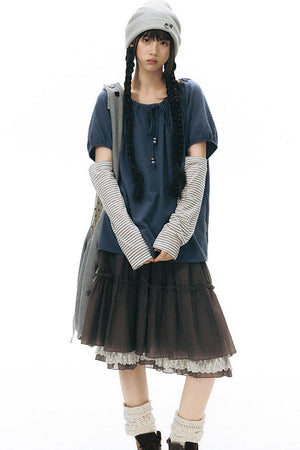 Retro Pleated A-Line Skirt