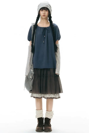Retro Pleated A-Line Skirt