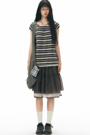Retro Pleated A-Line Skirt