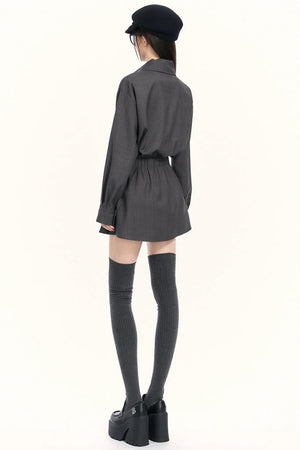 Retro Pleated Trench Dress