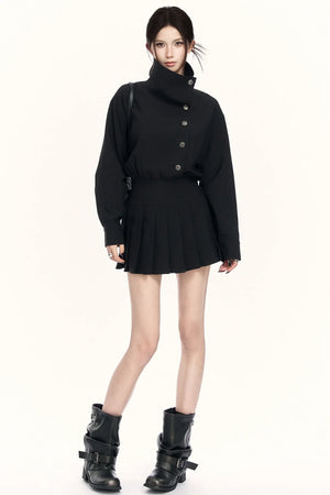 Retro Pleated Trench Dress