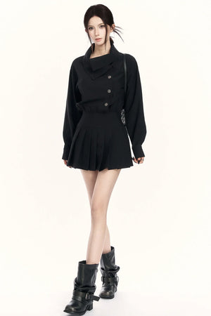 Retro Pleated Trench Dress