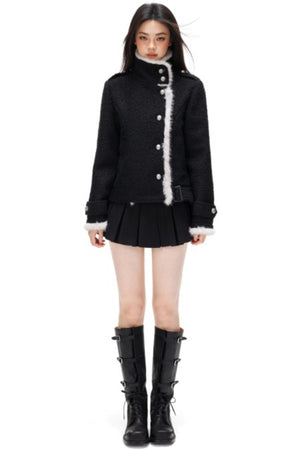 Retro Plush Patchwork Woolen Coat