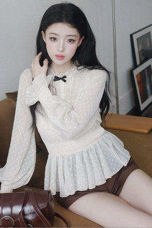 Retro Polka Dot Blouse Set-Up
