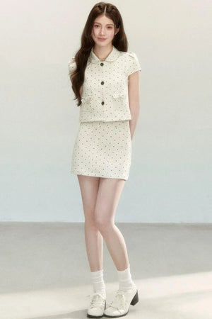 Retro Polka Dot Blouse Suit Set-Up