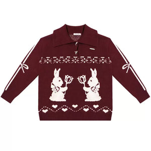 Retro Polo Collar Fair Isle Sweater
