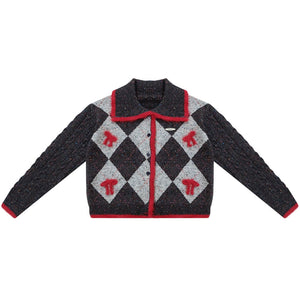 Retro Preppy Quilted Cardigan