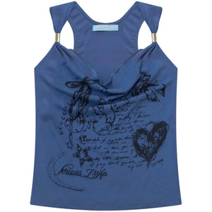 Retro Rabbit Print Swing-Neck Camisole