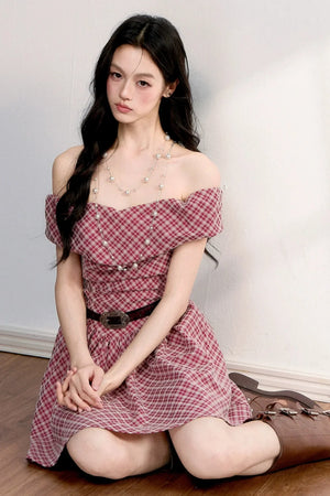 Retro Red Plaid A-Line Dress