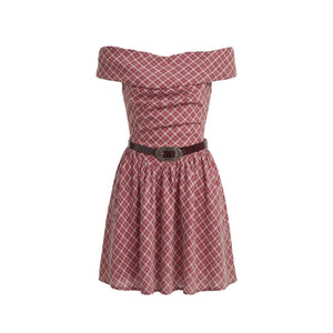 Retro Red Plaid A-Line Dress