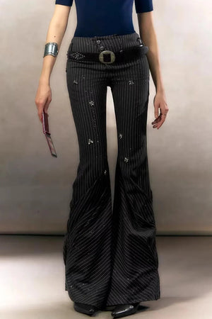Retro Rhinestone Casual Pants
