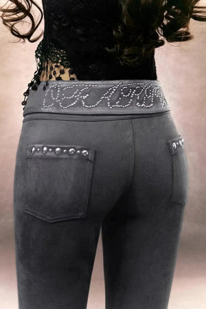 Retro Rhinestone Flared Pants