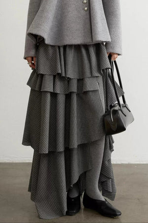 Retro Ruffled Striped Skirt