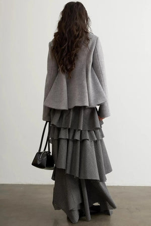 Retro Ruffled Striped Skirt