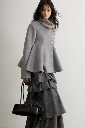 Retro Ruffled Striped Skirt