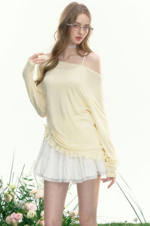 Retro Sheer One-Shoulder Top