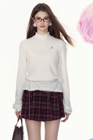 Retro Slim-Waist Long-Sleeve Top