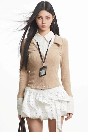 Retro Spliced Knitted Cardigan