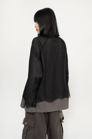 Retro Splicing Slim Long Sleeve Sweatshirt
