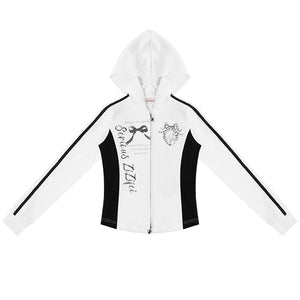 Retro Sports Cropped Zipper Sweatshirt