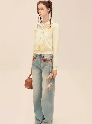 Retro Spray Color Hooded Jacket