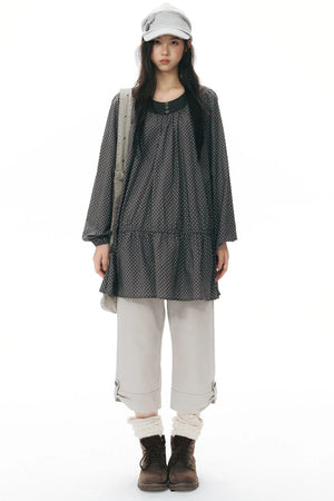 Retro Star Long-Sleeved Shirt Dress