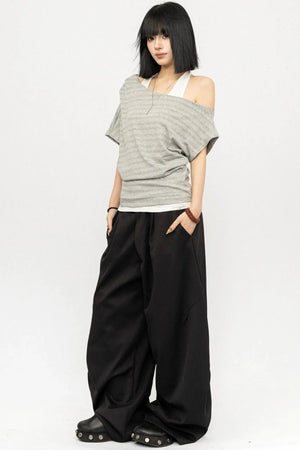Retro Striped Asymmetrical Top