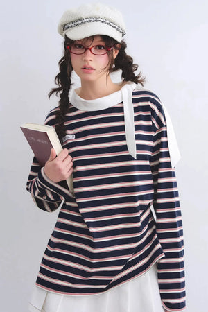 Retro Striped Color-Blocked Top