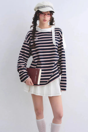 Retro Striped Color-Blocked Top