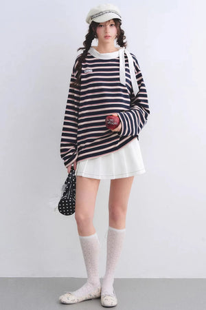 Retro Striped Color-Blocked Top