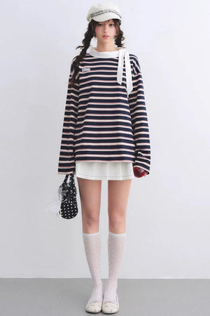 Retro Striped Color-Blocked Top