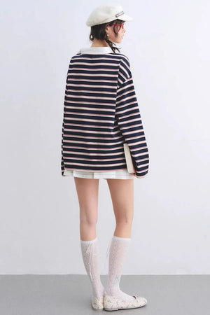 Retro Striped Color-Blocked Top