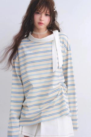 Retro Striped Color-Blocked Top
