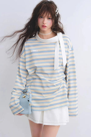 Retro Striped Color-Blocked Top