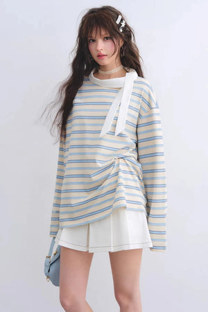 Retro Striped Color-Blocked Top
