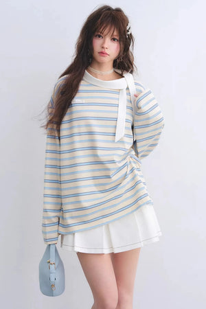 Retro Striped Color-Blocked Top